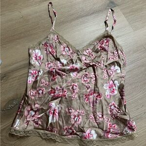 Express Tan Camisole with Pink Floral and Lace